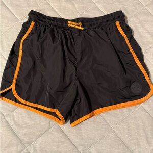 Zara Black Swim Trunks with Orange Trim